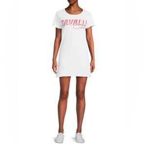 NWT Cavalli Class by Roberto Cavalli Logo T-Shirt Minidress White Size Medium